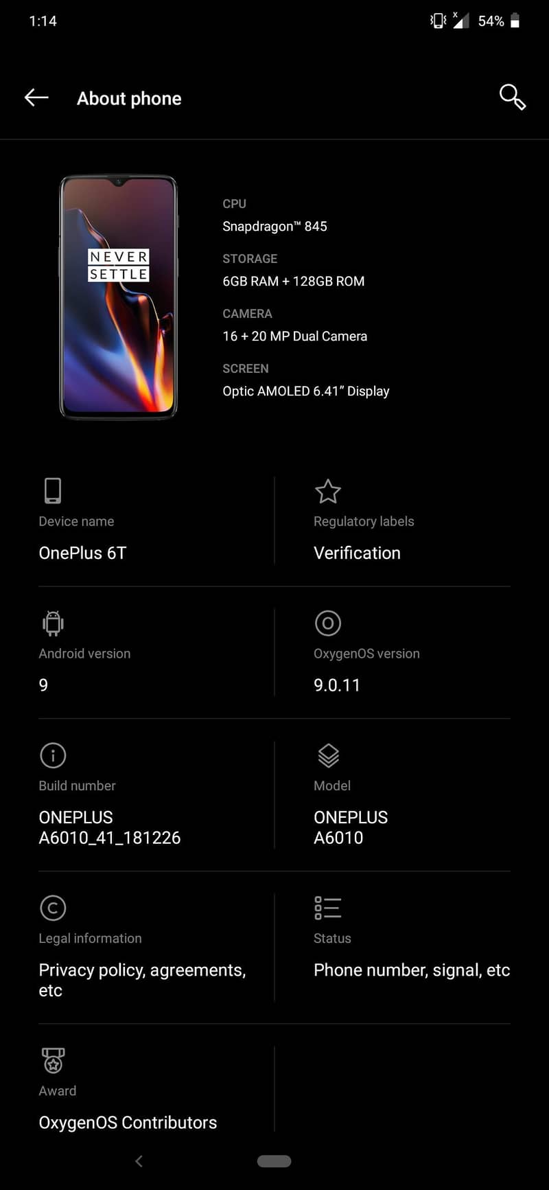 One Plus 6T 8