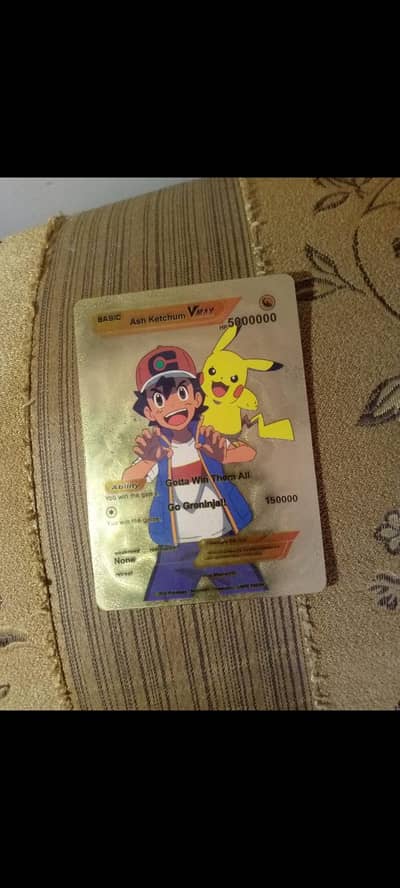 Golden Pokémon Card – Ash & Pikachu – 5,000,000 HP