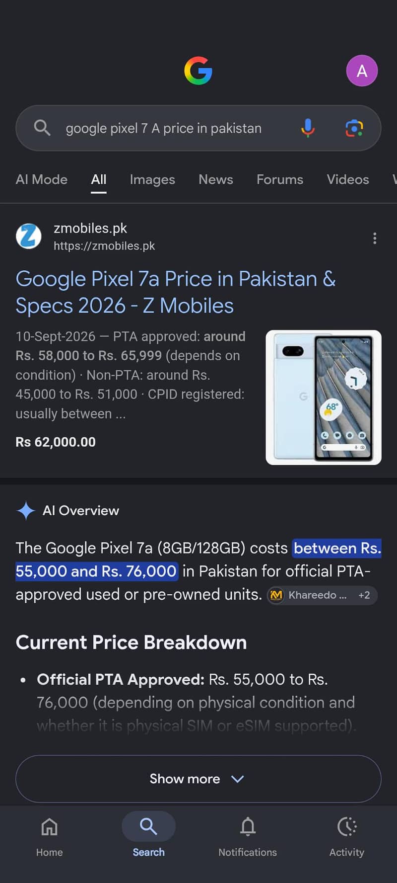 Google Pixel 7a 0