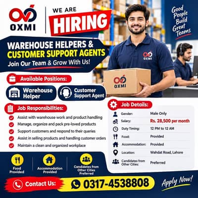 wearhouse helpers+ customer support agents