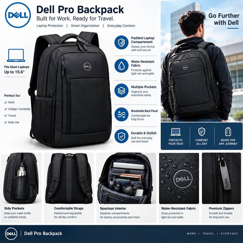 Laptop Backpack – Black, Spacious & Durable 2
