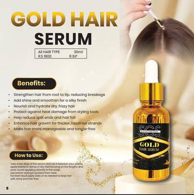 SCS Gold Hair Serum 30ml - Hair Growth, Anti Hair Fall & Shine