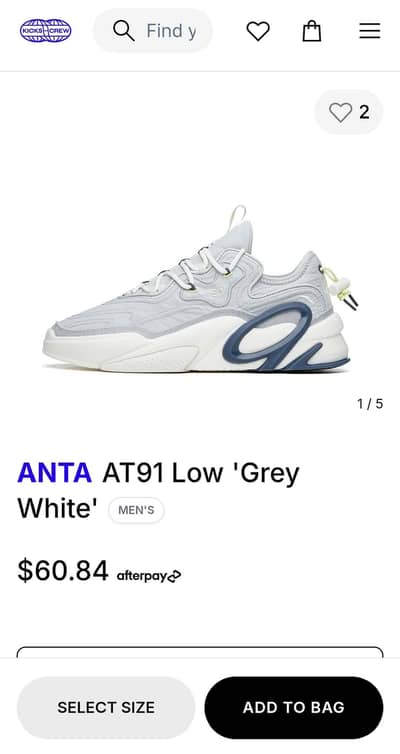 ANTA AT91 low gray white Mens sneakers
