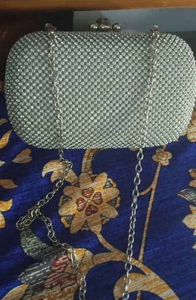 Silver Rhinestone Bridal Evening Clutch