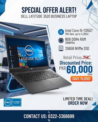 Dell Latitude 3520 core i5-11th 8GB 256GB SSD  15.6” FHD  Fixed price