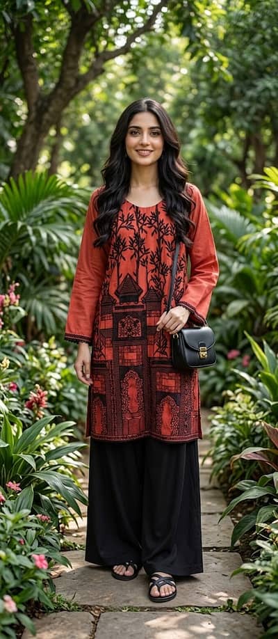 Fully embroidered kurti - 2pc