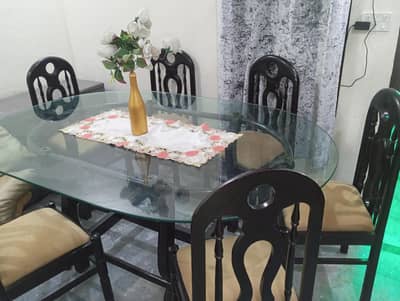 4 Seater Dining Table Glass Top - Like New