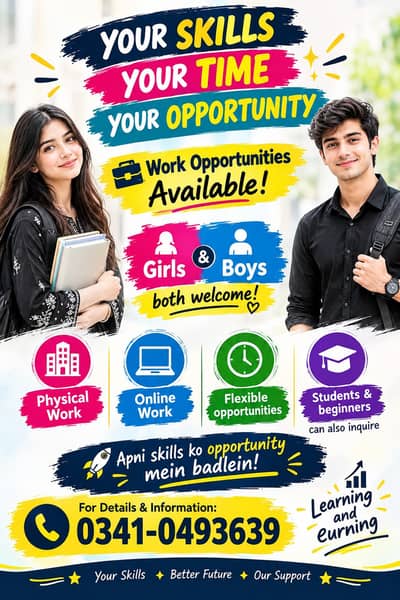 E-commerce   work available for girls and boys