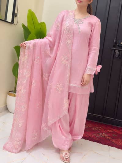 Rose Petal Embroidered 3-Piece 