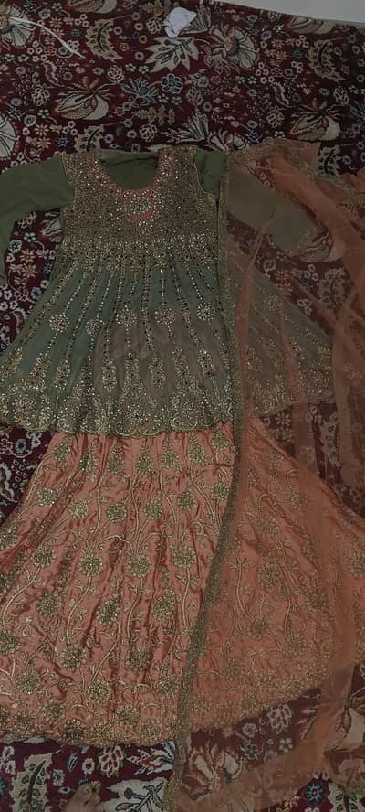 good condition dress fish style lehnga with short body frock