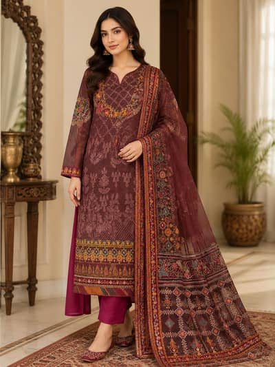 organza 3 pieces suit