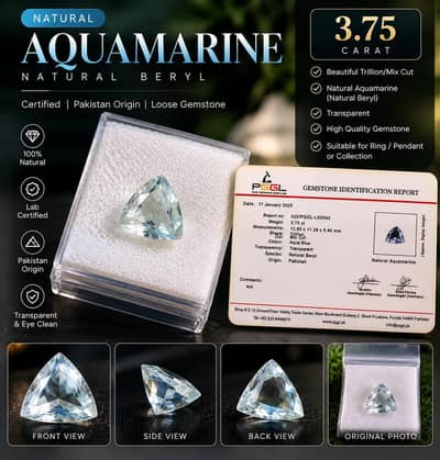 Natural Aquamarine 3.75 Carat Certified Gemstone