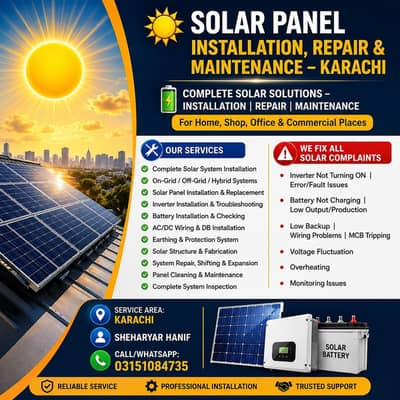 Solar Panel Installation, Repair & Maintenance | Karachi