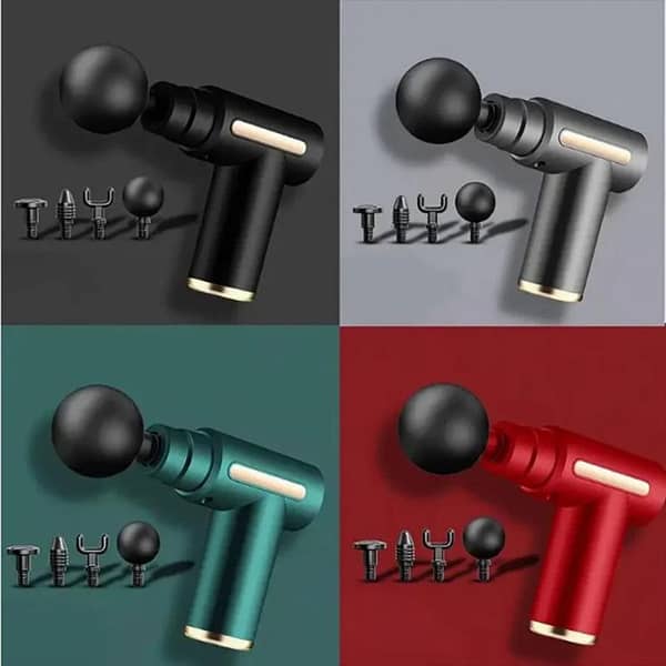 Portable Deep Tissue Muscle Massager Gun – 4 Interchangeable Heads for Relaxation, Pain Relief, and Recovery – Wireless Handheld Device