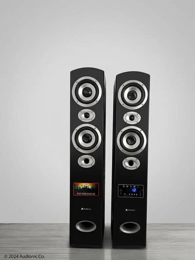 Audionic Tower Speaker pair heavy bass home theater sound 10/10