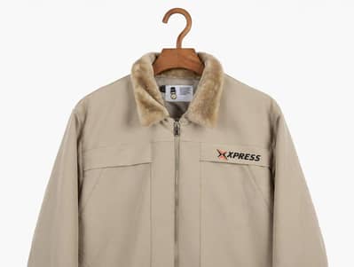 Imported Xpress Bomber Jacket With Removable Fur - Beige - New