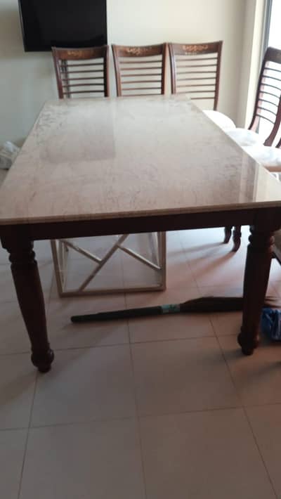 8 seater dining table with marble top