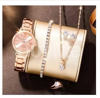 ROSE GOLD COLOUR WATCH & BRACELETS & NECKLESSS  R3191