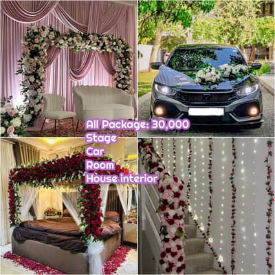 Flower Decor - Wedding Stage - Wedding Car Decor - Bedroom Decor
