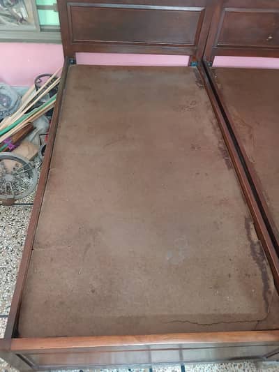 2 Single Wooden Beds – Solid & Durable