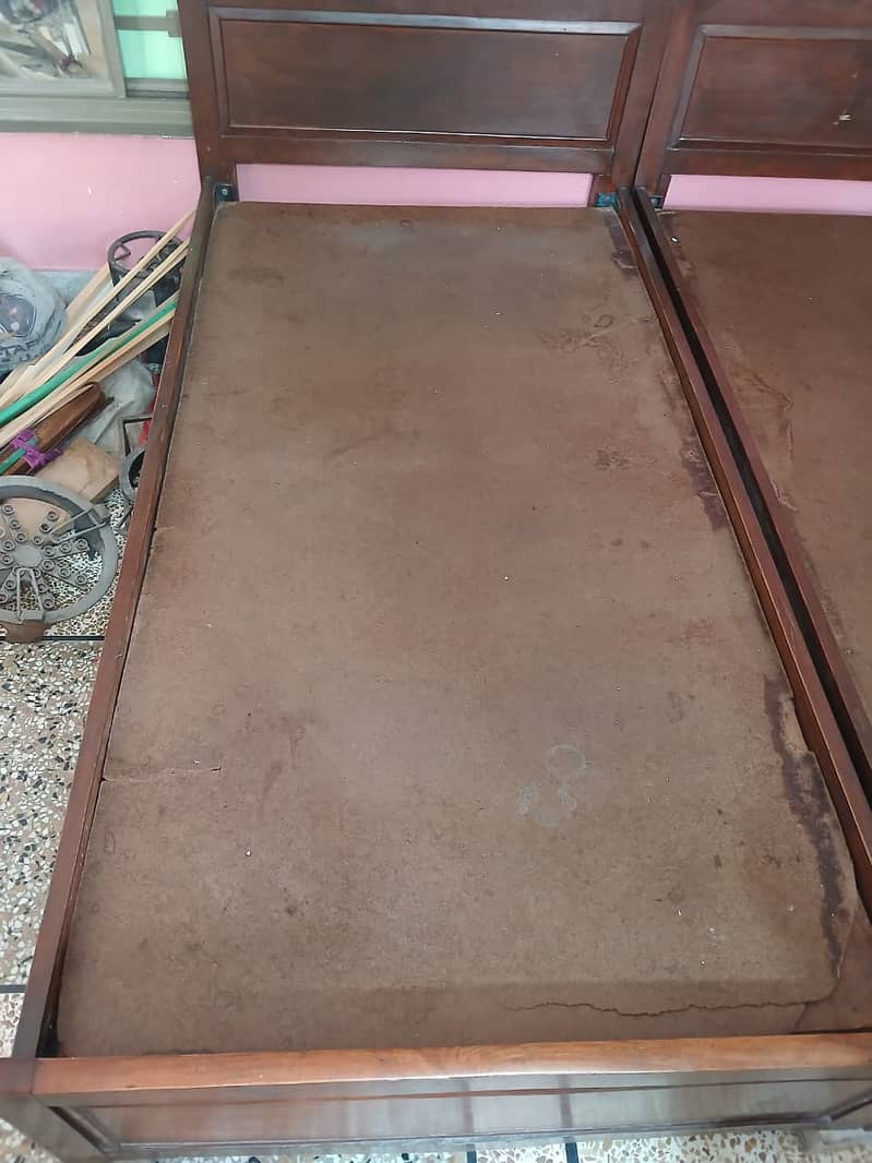 2 Single Wooden Beds – Solid & Durable 0