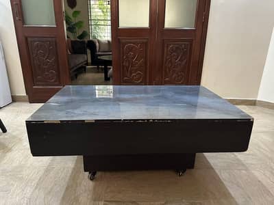Elegant Marble Coffee Table with Wheels