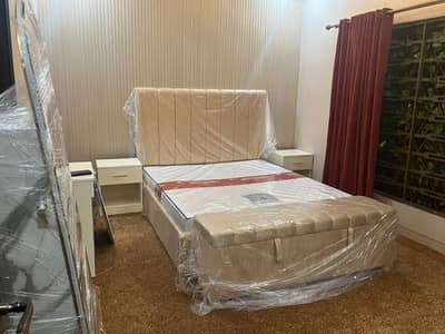 bed set with side tables and dressing table for sale in dha 2 sec j