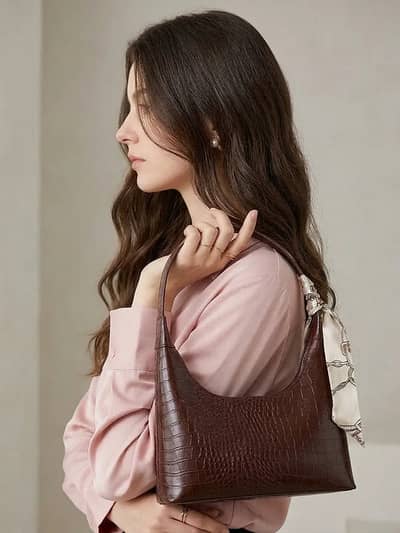 Paris Choco Hobo Bag – Vintage Shoulder Purse with Scarf