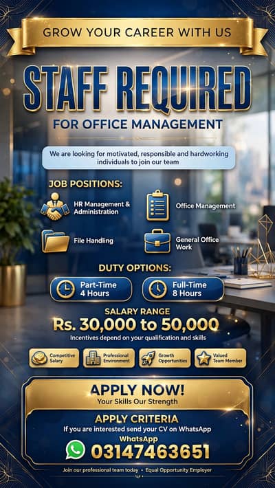 Staff required for office management