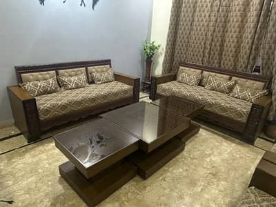 Two Complete Sofa Sets (5 Seater) with Center Tables For Sale