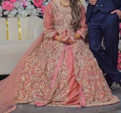 peachy pink heavy embalished dress use for wedding