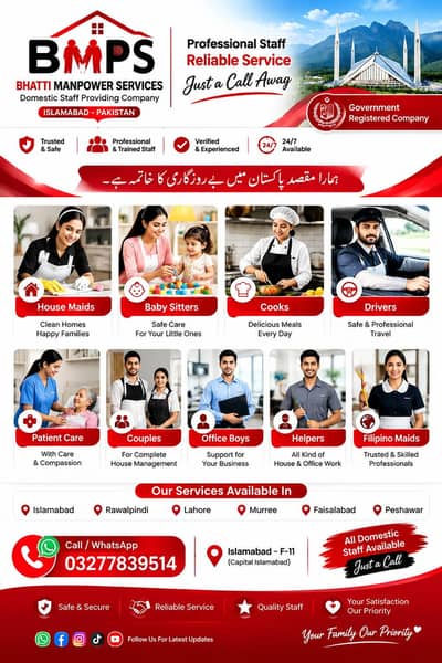 Domesticstaff,housemaids, babysitter, patientcare,helpers, available