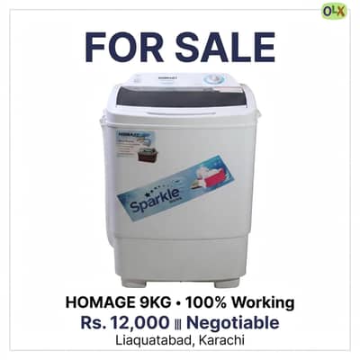 homage mashine single tub urgent sell