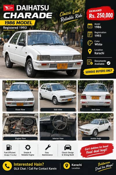 Daihatsu Charade 1986 | Registered 1993 | Karachi