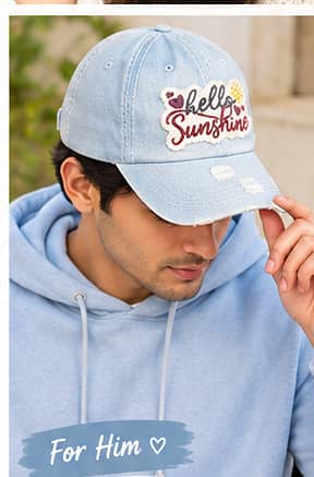 Premium 3D Embroidered Denim Cap | Hello Sunshine |