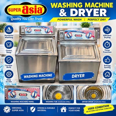 Super Asia Washing Machine & Dryer | Quality Used | Fully Functional