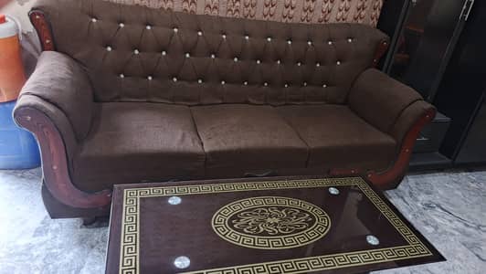 dark brown 6 seater sofa set with table 03045344204