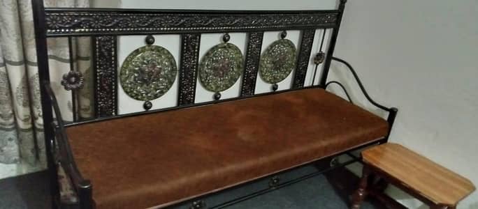iron 2 beds & sofa all wood sheet new condition for sale