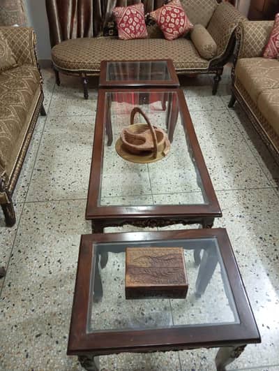 CHINIOT STYLE 10 SEATER SOFA & DEWAN SET + 3 PEICES TABLE SET