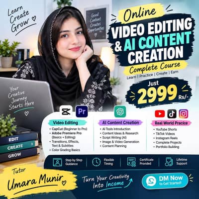 Video Editing,AI content creation and Graphic Designing Courses