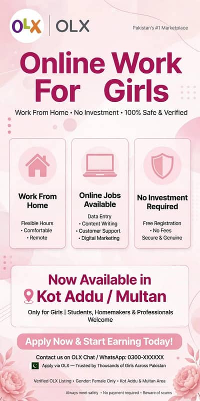 Online work from home only for females no fee