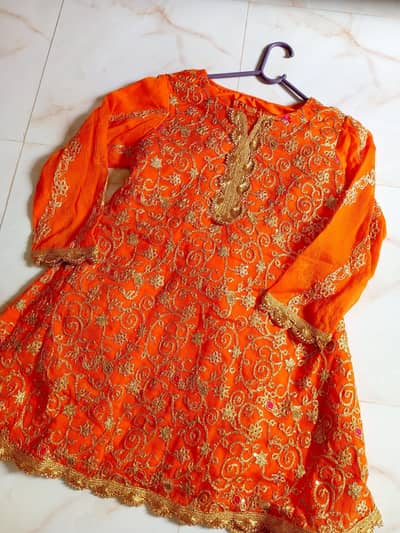 beautiful rust color 3 piece chiffon dress