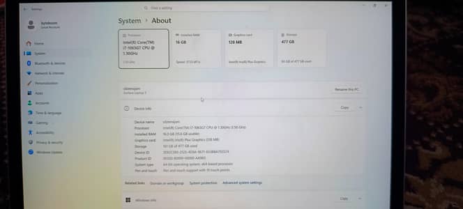 Surface laptop 3 i7 10 gen 16gb 512gb