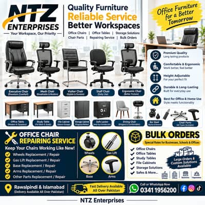 Office Chair Repairing | Hydrolic - Base - Arms - Wheels