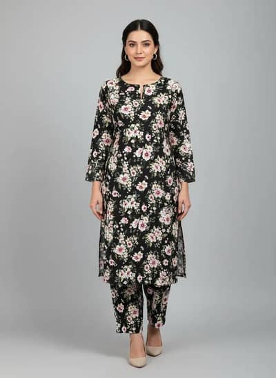 Women Stitched 2 Piece Lawn Suit - Small Size - Blue