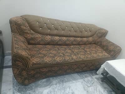 5 Seater Sofa Set – 3 Seater + 2 Single Chairs | Good Condition