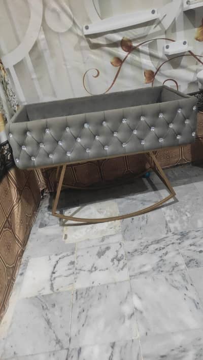 Luxury Velvet Baby Rocking Bassinet / Cradle – Excellent Condition