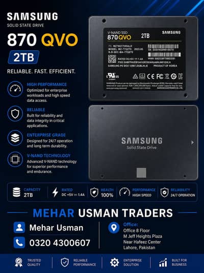 Samsung 870 QVO 2TB SSD 100% Health – Original V-NAND 2.5 SATA
