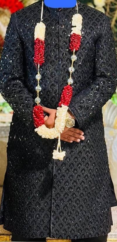 Groom black sherwani hand made work contact no,03028022467