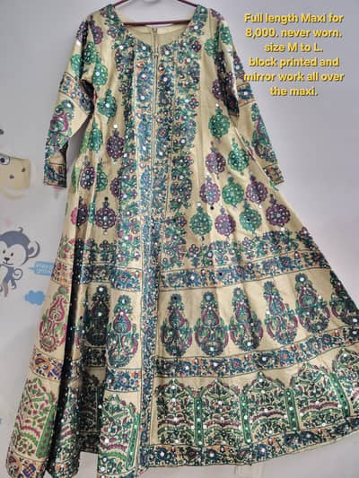 embroidered and block printed with mirror work, fully embellished Maxi